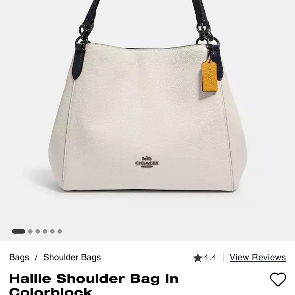 Coach White and Black Pebbled Leather Shoulder Bag